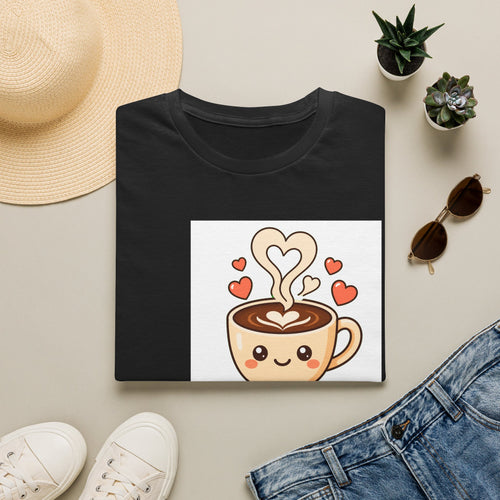 Kawaii Coffee Cup T-Shirt — Cute Heart Latte Art Tee