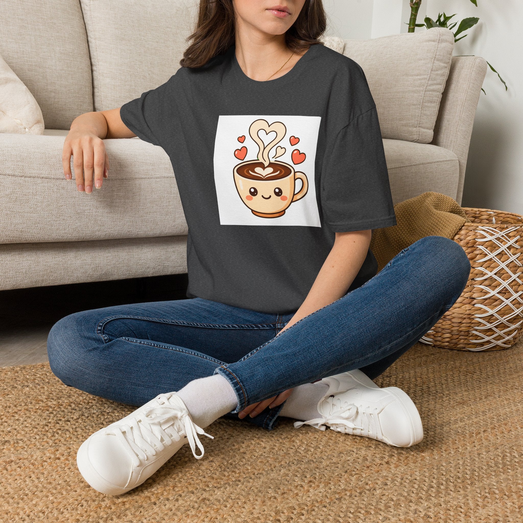 Kawaii Coffee Cup T-Shirt — Cute Heart Latte Art Tee