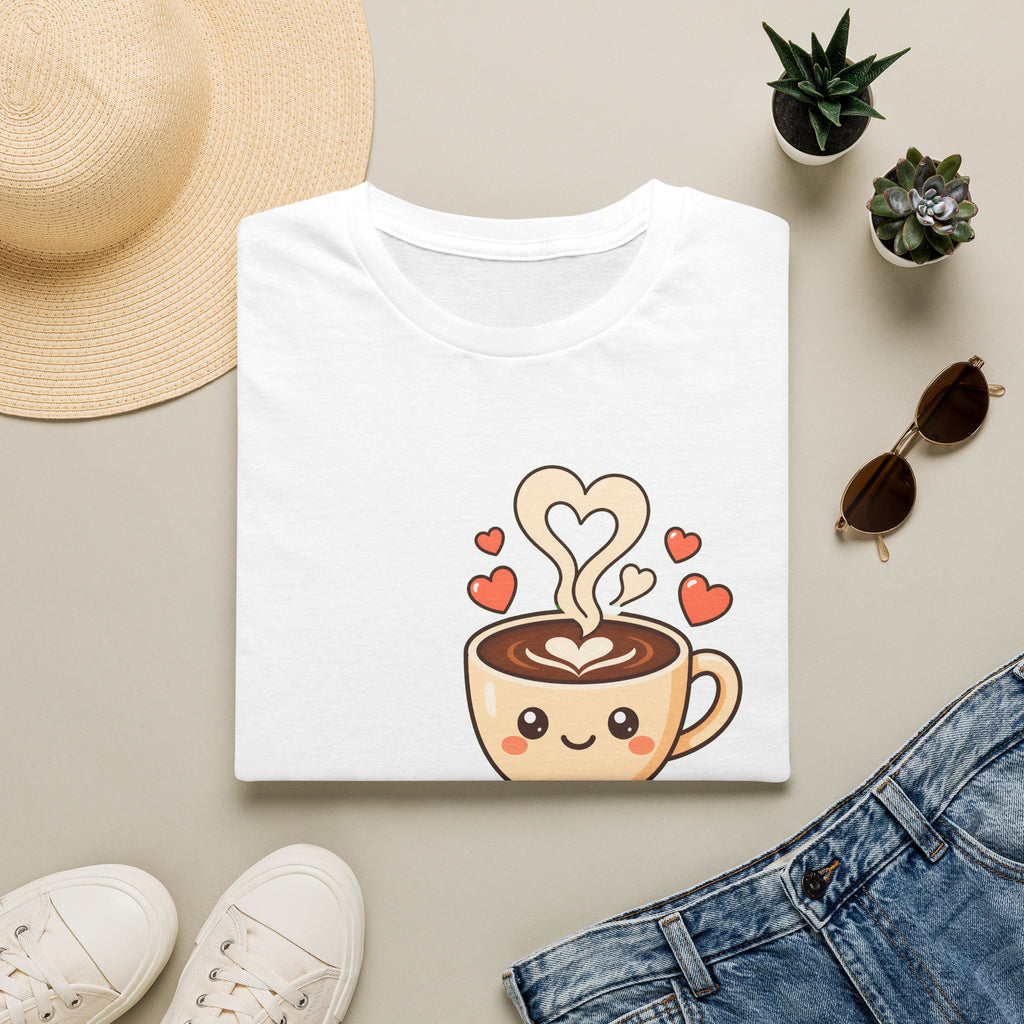Kawaii Coffee Cup T-Shirt — Cute Heart Latte Art Tee
