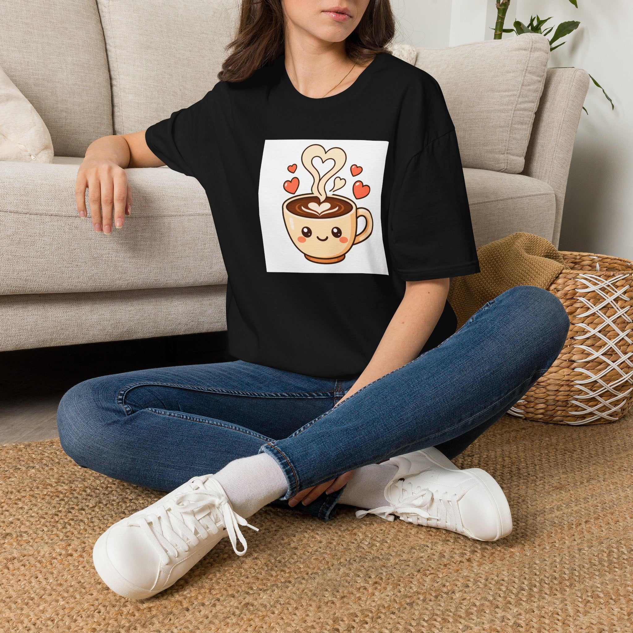 Kawaii Coffee Cup T-Shirt — Cute Heart Latte Art Tee