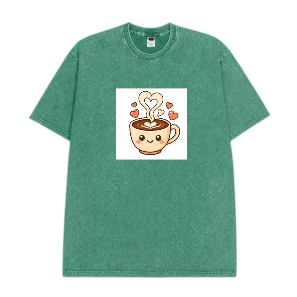 PrintSage 230g Snow-Wash Streetwear T-Shirt SGBMC0103 - vdm_DG004_AQUA GREEN Front